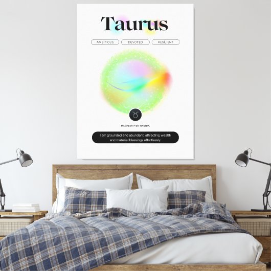 Modern sterrenbeeld Stier Quote Aarde Element Canvas Afdruk (Insitu (Slaapkamer))