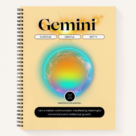 Modern sterrenbeeld Tweelingen Quote Air Element Notitieboek (Voorkant)