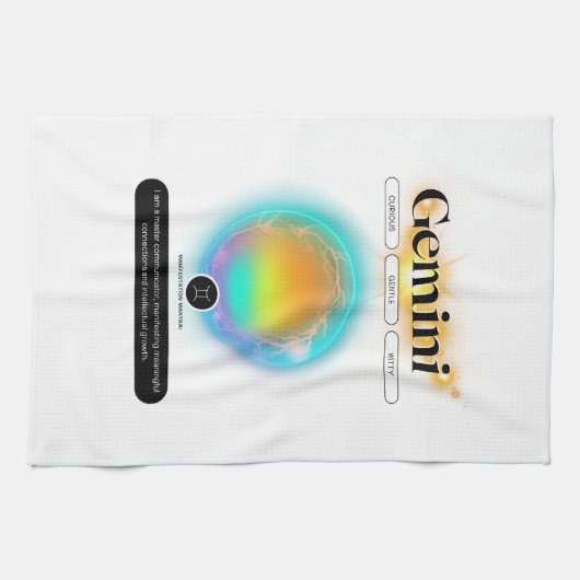 Modern sterrenbeeld Tweelingen Quote Air Element Theedoek (Horizontaal)