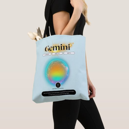 Modern sterrenbeeld Tweelingen Quote Air Element Tote Bag (Dichtbij)