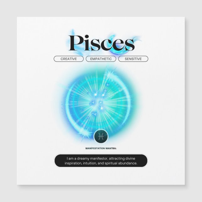 Modern sterrenbeeld Vissen Quote Water Element (Voorkant)