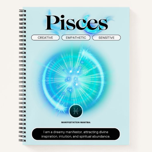 Modern sterrenbeeld Vissen Quote Water Element Notitieboek (Voorkant)