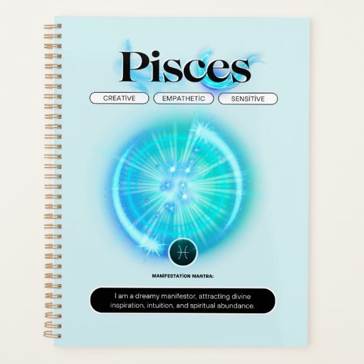 Modern sterrenbeeld Vissen Quote Water Element Planner (Voorkant)
