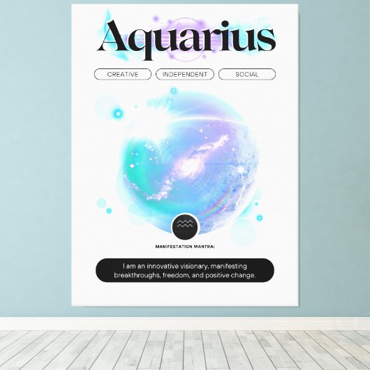 Modern sterrenbeeld Waterman Quote Air Element Canvas Afdruk (Insitu (Houten vloer))