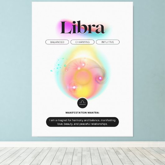 Modern sterrenbeeld Weegschaal Quote Air Element Canvas Afdruk (Insitu (Houten vloer))
