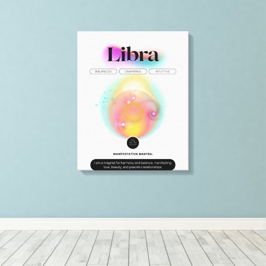 Modern sterrenbeeld Weegschaal Quote Air Element Canvas Afdruk (Insitu (Houten vloer))