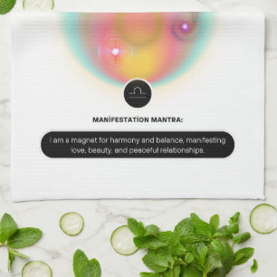 Modern sterrenbeeld Weegschaal Quote Air Element Theedoek