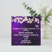 Modern Sterrennacht Sky & Cherry Blossom Wedding Kaart (Staand voorkant)
