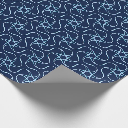 Modern Sterrenpatroon Uniek Trippy Koel Navyblauw Cadeaupapier (Hoek)