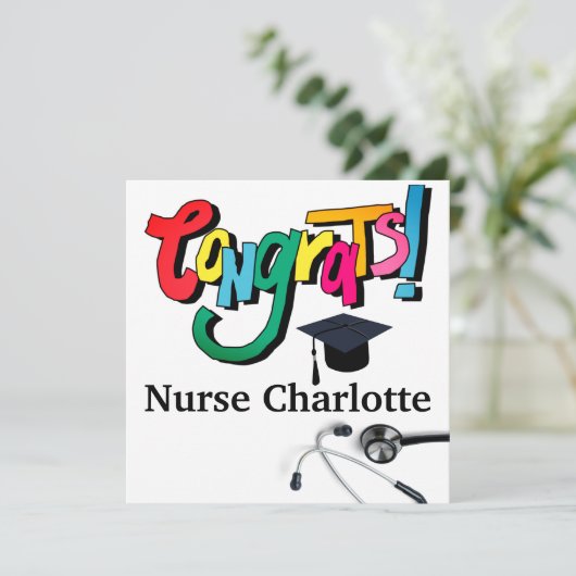 Modern Stethoscoop zurse Afstuderen-kaart (Staand voorkant)