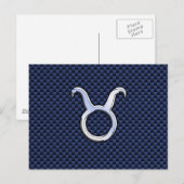 Modern Stier Zodiac Sterrenbeeld Blauwe Koolstofve Briefkaart (Voorkant / Achterkant)