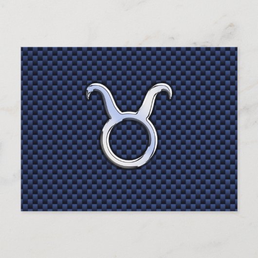 Modern Stier Zodiac Sterrenbeeld Blauwe Koolstofve Briefkaart (Voorkant)