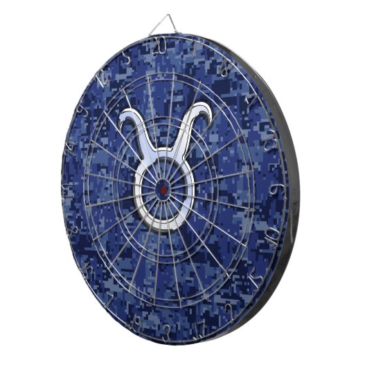 Modern Stier Zodiac Sterrenbeeld Marineblauwe Digi Dartbord (Voorkant Rechts)