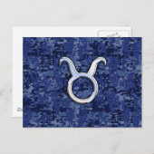 Modern Stier Zodiac-teken Navy Blue Digitale Camou Briefkaart (Voorkant / Achterkant)