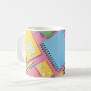modern-stijl blauw spiraal notebook is ideaal voor koffiemok