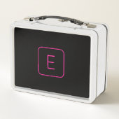 Modern Stijl Initiaal Monogram | Roze & Zwart (Achterkant)