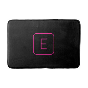 Modern Stijl Initiaal Monogram Roze & Zwart Badmat