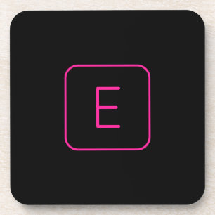 Modern Stijl Initiaal Monogram   Roze & Zwart Bier Onderzetter
