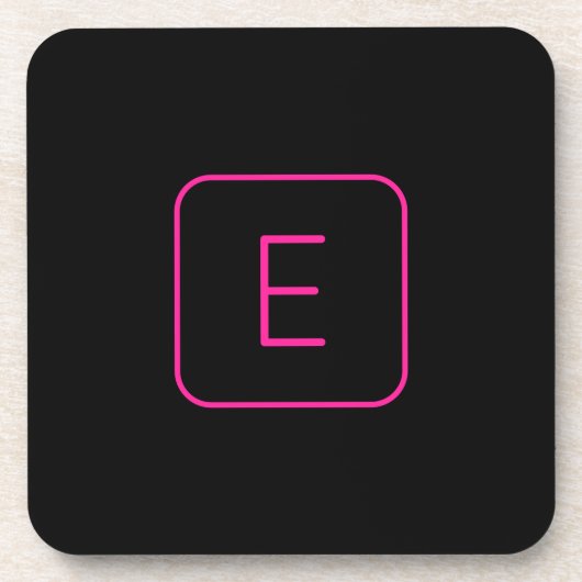 Modern Stijl Initiaal Monogram | Roze & Zwart Bier Onderzetter (Voorkant)