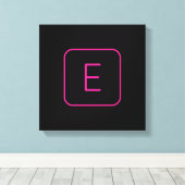 Modern Stijl Initiaal Monogram | Roze & Zwart Canvas Afdruk (Insitu (Houten vloer))
