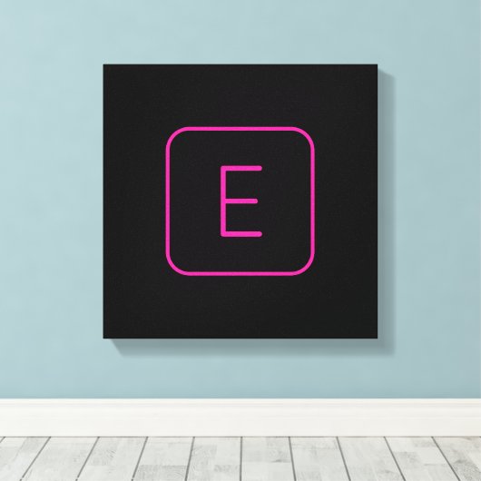 Modern Stijl Initiaal Monogram | Roze & Zwart Canvas Afdruk (Insitu (Houten vloer))