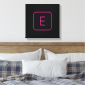 Modern Stijl Initiaal Monogram | Roze & Zwart Canvas Afdruk (Insitu (Slaapkamer))