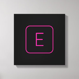 Modern Stijl Initiaal Monogram Roze & Zwart Canvas Afdruk