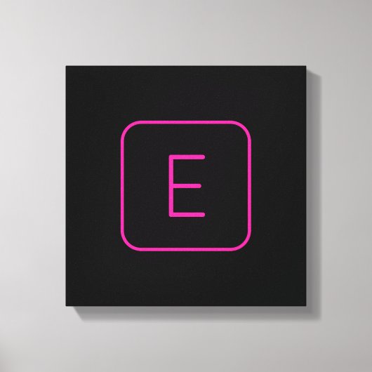 Modern Stijl Initiaal Monogram | Roze & Zwart Canvas Afdruk (Voorkant)