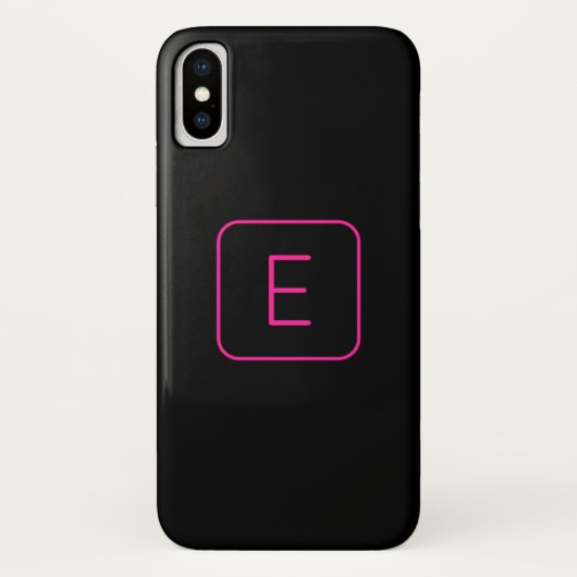 Modern Stijl Initiaal Monogram | Roze & Zwart Case-Mate iPhone Case (Achterkant)