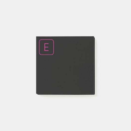 Modern Stijl Initiaal Monogram | Roze & Zwart Post-it® Notes (Voorkant)