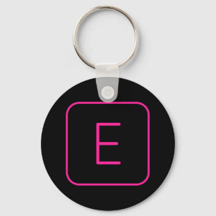 Modern Stijl Initiaal Monogram Roze & Zwart Sleutelhanger