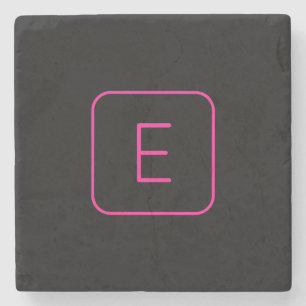 Modern Stijl Initiaal Monogram Roze & Zwart Stenen Onderzetter