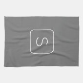 Modern Stijl Initiaal Monogram | Wit & Grijs Theedoek (Horizontaal)