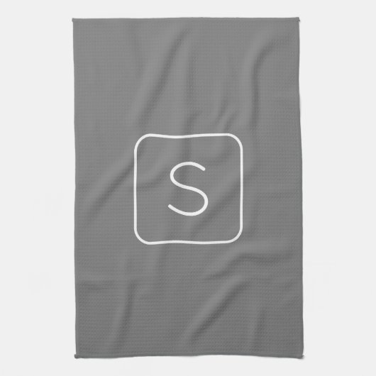 Modern Stijl Initiaal Monogram | Wit & Grijs Theedoek (Verticaal)