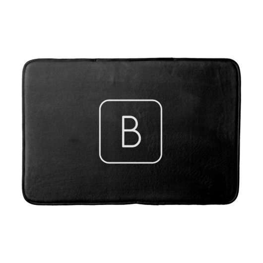 Modern Stijl Initiaal Monogram | Wit & Zwart Badmat (Voorkant)