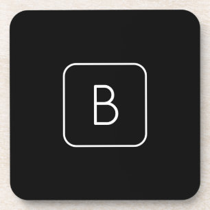 Modern Stijl Initiaal Monogram Wit & Zwart Bier Onderzetter