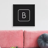 Modern Stijl Initiaal Monogram | Wit & Zwart Canvas Afdruk (Insitu (Woonkamer))