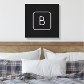 Modern Stijl Initiaal Monogram | Wit & Zwart Canvas Afdruk (Insitu (Slaapkamer))
