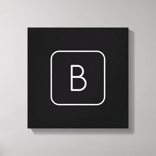 Modern Stijl Initiaal Monogram | Wit & Zwart Canvas Afdruk (Voorkant)