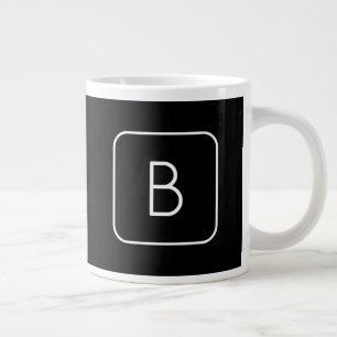 Modern Stijl Initiaal Monogram Wit & Zwart Grote Koffiekop