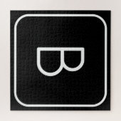 Modern Stijl Initiaal Monogram | Wit & Zwart Legpuzzel (Horizontaal)
