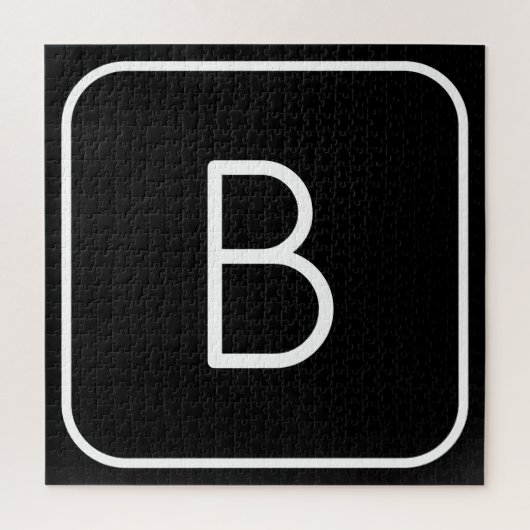 Modern Stijl Initiaal Monogram | Wit & Zwart Legpuzzel (Verticaal)