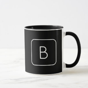 Modern Stijl Initiaal Monogram Wit & Zwart Mok