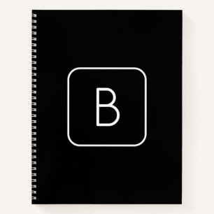 Modern Stijl Initiaal Monogram Wit & Zwart Notitieboek