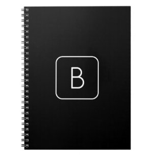 Modern Stijl Initiaal Monogram Wit & Zwart Notitieboek