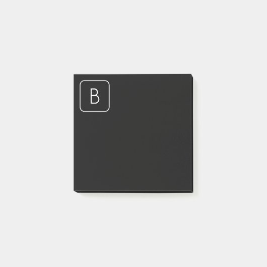 Modern Stijl Initiaal Monogram | Wit & Zwart Post-it® Notes (Voorkant)