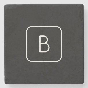 Modern Stijl Initiaal Monogram Wit & Zwart Stenen Onderzetter