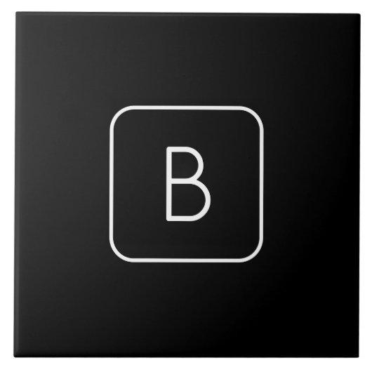 Modern Stijl Initiaal Monogram | Wit & Zwart Tegeltje (Voorkant)