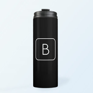 Modern Stijl Initiaal Monogram Wit & Zwart Thermosbeker