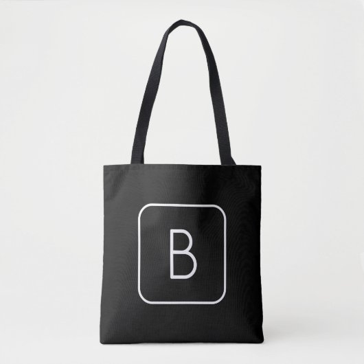Modern Stijl Initiaal Monogram | Wit & Zwart Tote Bag (Voorkant)